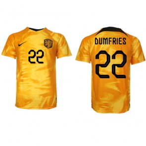 Holandia Denzel Dumfries #22 Koszulka Podstawowych MŚ 2022 Krótki Rękaw